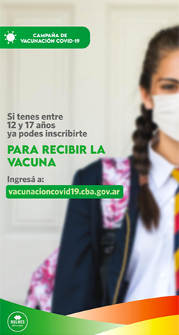 Si tenés entre 12 y 17 podés incribirte para la vacunación de Covid -19